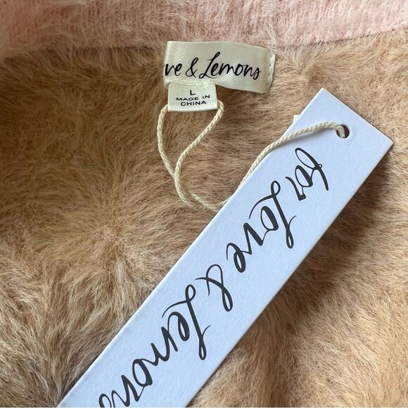 For Love & Lemons Cher Crop Sweater Tank in Light Pink Large NEW - Picture 5 of 6